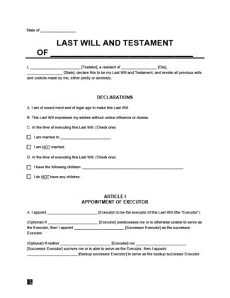 Free Last Will And Testament Form Printable Pdf Word