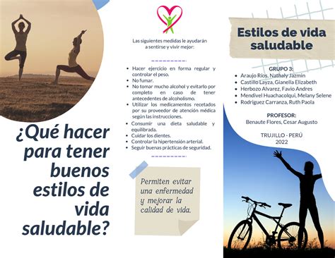 Tríptico sobre estilos de vida saludable Qué hacer para tener buenos