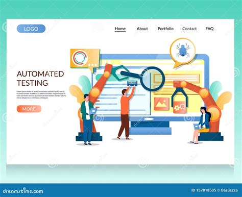 Automated Testing Vector Website Landing Page Design Template Stock