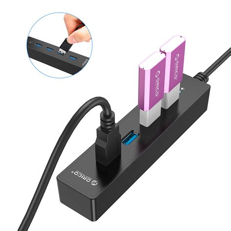 Orico 4 Port Portable Usb3 0 Hub For Windows And Mac Os Black W8ph4 U3