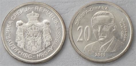 Serbiaserbia 20 Dinara Commemorative Coin 2011 Ivo Andric Km53