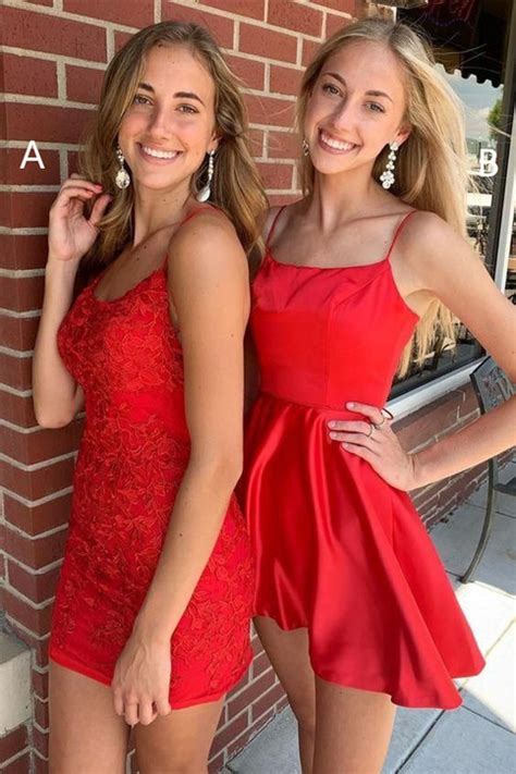 Sr1312 Tie Back Appliqued Sheath Red Homecoming Dress · Sherose