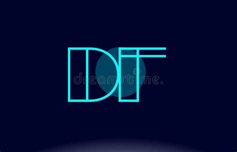 Df D F Blue Line Circle Alphabet Letter Logo Icon Template Vector