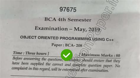 Mdu Bca Th Sem Object Oriented Programming Using C Question