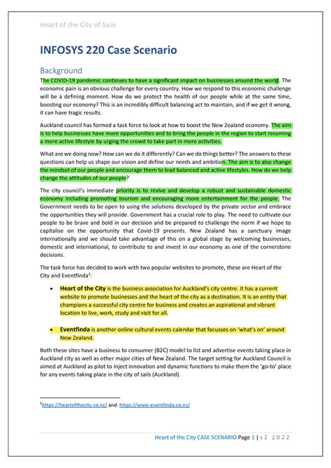 2022 S2 Heartof City Auckland Case Final Version Infosys 220 Case