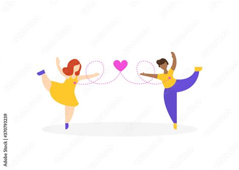 Cute Lesbian Couple In Love Romantic LGBTQ Partners On White Isolated