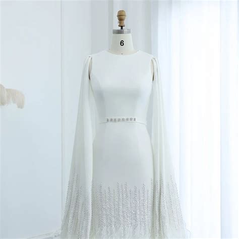 Dreamy Vow Luxury Dubai Mermaid Nude Evening Dresses With Cape Sleeves Tiered Ruffles Arabic