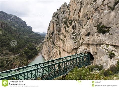 El Caminito Del Rey Spain Old Narrow Dangerous Metal Bridge Spread