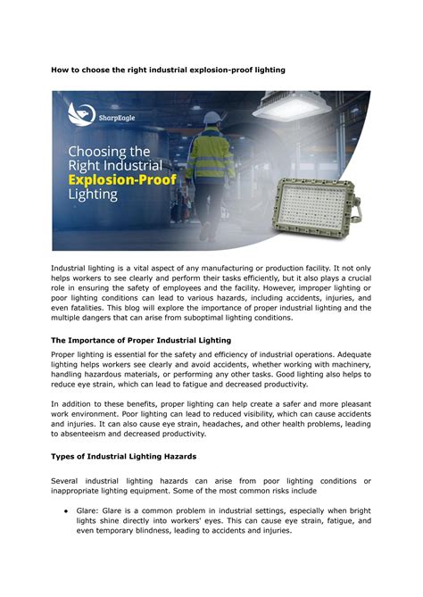 How To Choose The Right Industrial Explosion Proof Lighting By Sharpeagle Technology Issuu