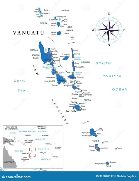 Map Of Vanuatu On Political World Map With Magnifying Glass Vector ...