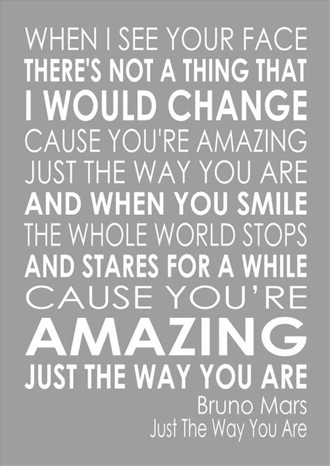 Just The Way You Are Bruno Mars Wall Art Typography Song Lyrics Lyric