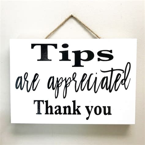 Tips Are Appreciated Thank You Sign Restaurant Salon Signage Etsy