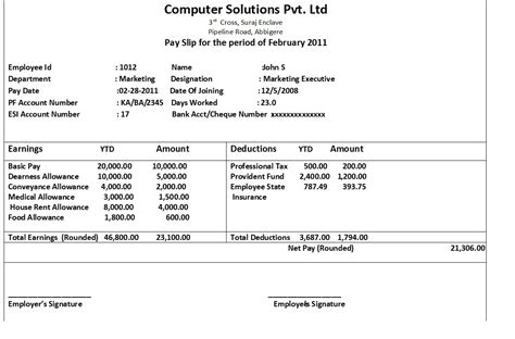 Free Payslip Template | Qualads