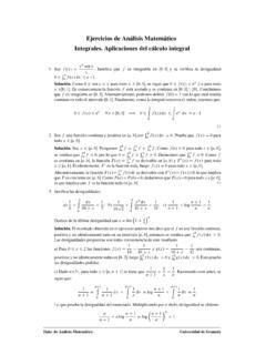 Ejercicios de Análisis Matemático Integrales Aplicaciones