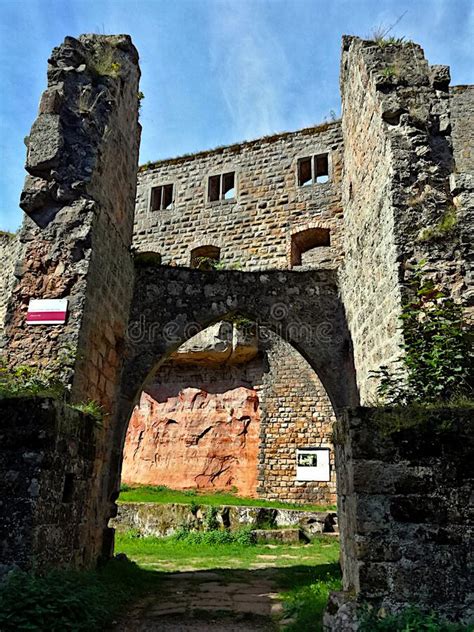 Ruins Of The Ancient Grafenstein Castle In Merzalben Germany Stock