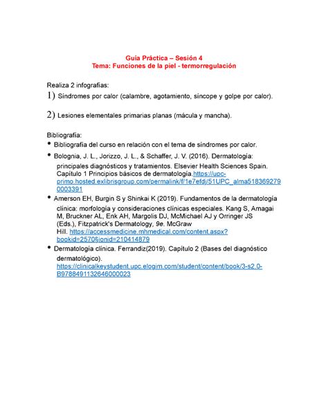 Tarea Acad Mica Semana Sistema Tegumentario Gu A Pr Ctica Sesi N