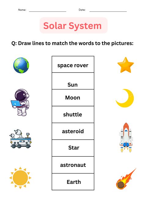 Printable Preschool Solar System Worksheets For Kindergarten Teaching