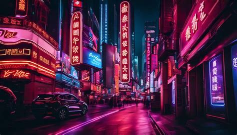 Neon City Lights Premium Ai Generated Image