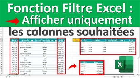 Fonction FILTRE EXCEL Pour Afficher Uniquement Certaines Colonnes YouTube