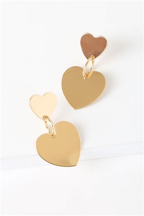 Cute Gold Heart Earrings - Gold Earrings - Heart-Shaped Earrings - Lulus