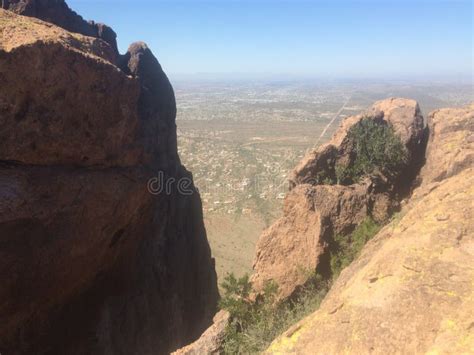 Hiking A Trail In Lost Dutchman State Park View Of East Valley Stock