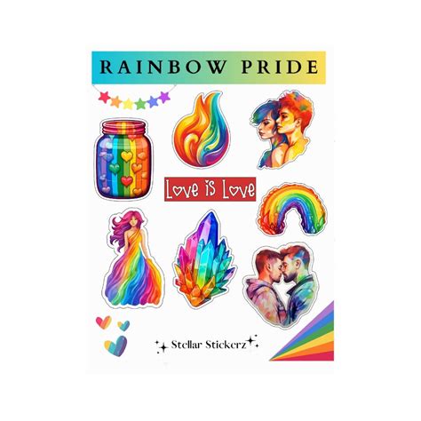 Rainbow Lgbtq Pride Sticker Sheet Holographic Vinyl Kiss Cut Etsy