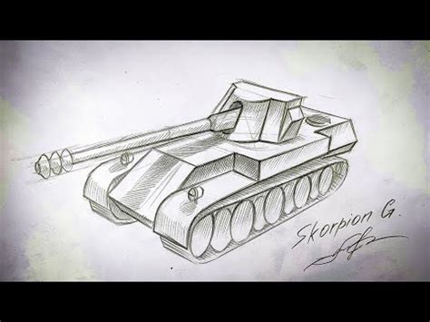 Как нарисовать танк СКОРПИОН Графический рисунок Skorpion G World of