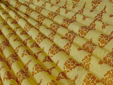 Yellow Floral Khadi Print Polyester Chanderi Fabric At Rs Karam