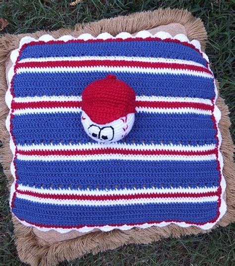 Crochet Baseball Cuddle Blanket Lovie Snuggie Instant Download Pdf