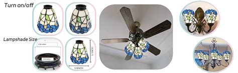 Huimeiju Tiffany Glass Shades Blue And White Shades Stained Glass Fan Shades Wall Lamps