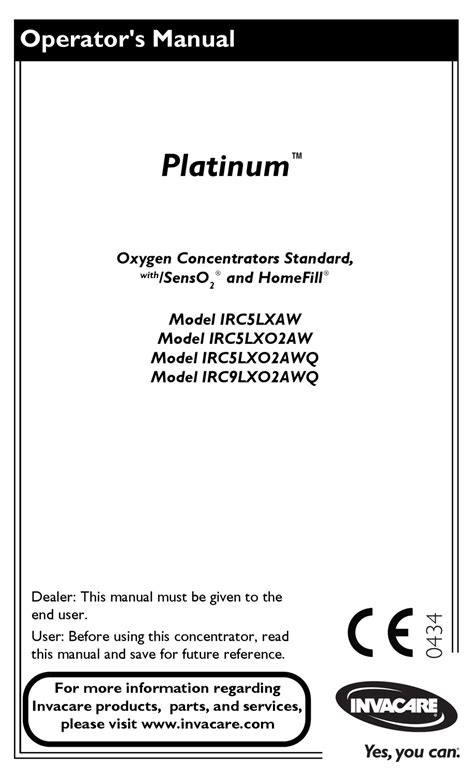 Invacare Platinum Irc5lxaw Operator S Manual Pdf Download Manualslib