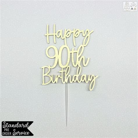 Happy 90th Birthday Cake Topper Wooden 4 Inch | On The Cake Front