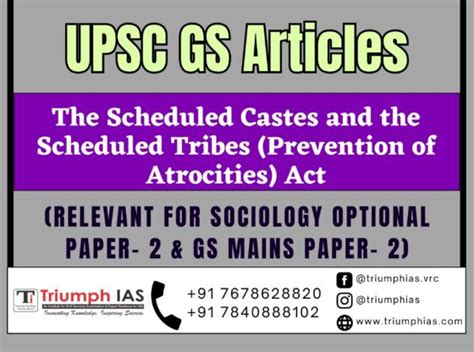 The Scheduled Castes And The Scheduled Tribes Prevention Of Atrocities