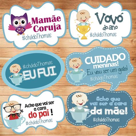 Kit 12 Plaquinhas Divertidas Chá de Bebê Elo7