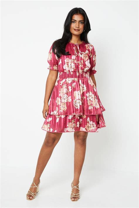 Dresses Floral Chiffon Shirred Waist Mini Dress Oasis