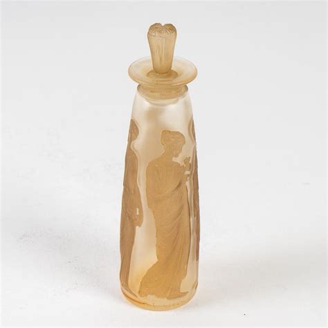 1910 Rene Lalique Ambre Antique Perfume Bottle Coty Frosted Glass Sepia Patina At 1stdibs