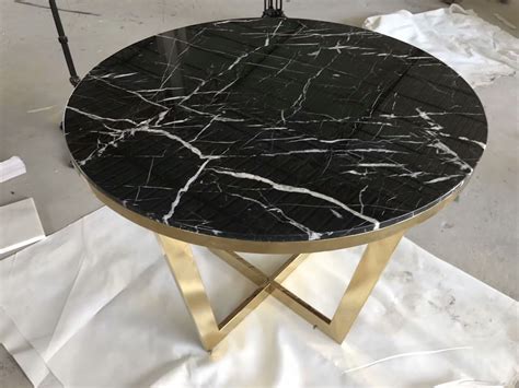 China Nero Marquina Marbleblack Marble Round Table Countertop