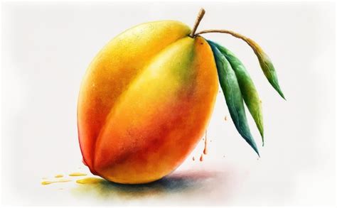 Premium Photo A Drawn Mango On White Background Watercolor Tropical