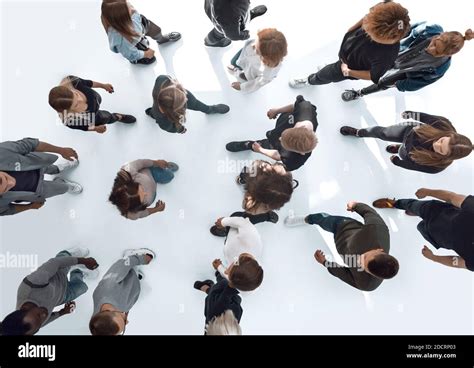 Top View Groups Of Diverse Young People Moving Towards Each Other