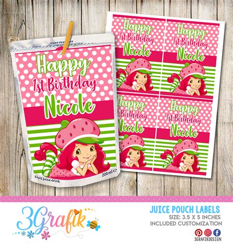 Strawberry Shortcake Water Bottle Label Strawberry Shortcake Party