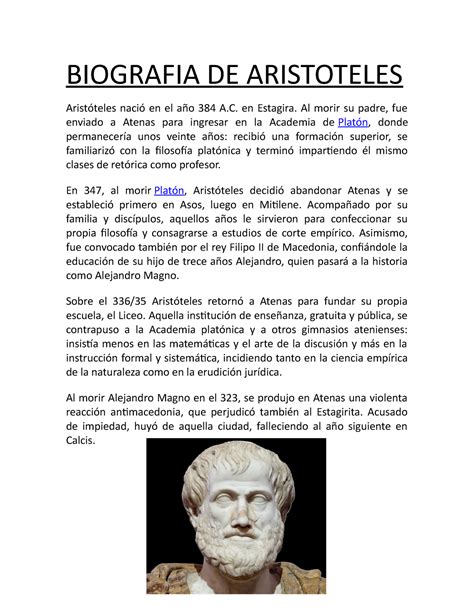 Biografia De Aristoteles Biografia De Aristoteles Arist Teles Naci