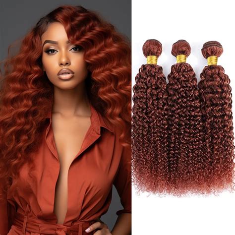 Amazon Dark Brown Bundles Human Hair Reddish Brown Kinky Curly