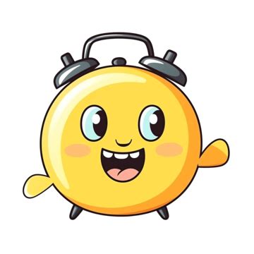 Cute Happy Funny Alarm Clock With Kawaii Eyes Cartoon Cheerful School