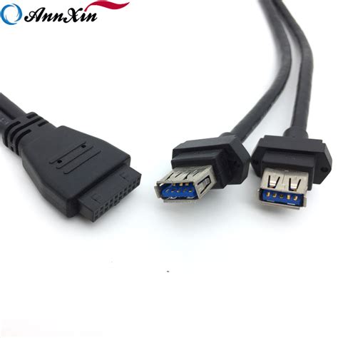 254mm Pitch Idc 20 Pin Female Connector To Dual Usb 30 Female Powered Cable 5 Annxin