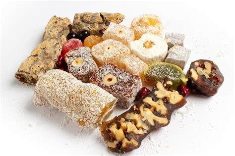 Premium Photo | Various turkish delights and chocolate candies