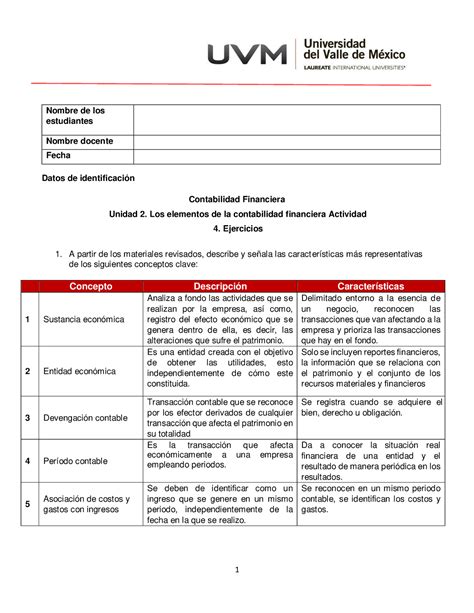 A Eq Trabajo A Datos De Identificaci N Contabilidad Financiera