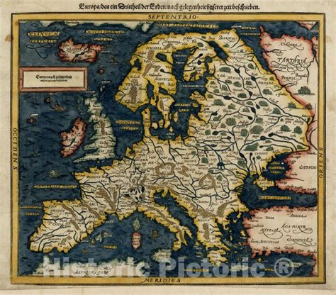 Historic Map Europa Europe C1588 Sebastian M Nster Vintage Wall