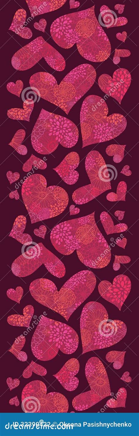 Textured Red Hearts Vertical Seamless Pattern Stock Photography Image