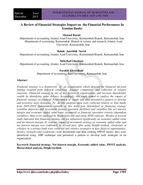 Pdf A Review Of Financial Strategies Impact On The Financial