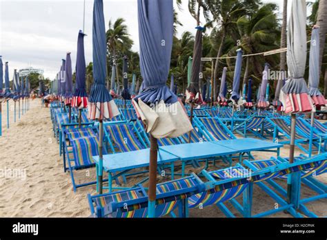 Beach Chairs And Umbrella On Beach Stock Photo Alamy